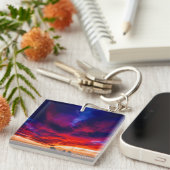 Sunset at the Pier, Huntington Beach, CA Sleutelhanger (Voorkant Rechts)