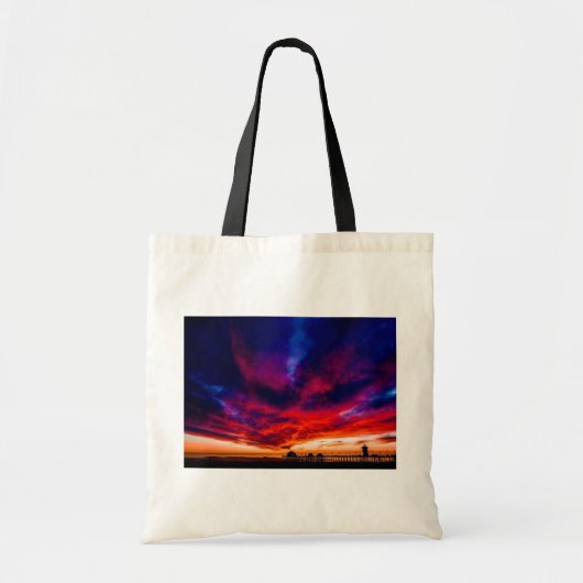 Sunset at the Pier, Huntington Beach, CA Tote Bag (Voorkant)