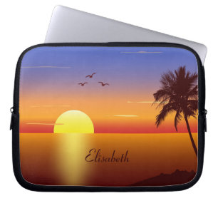 Sunset at tropical strand laptop sleeve