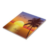 Sunset at tropical strand tegeltje (Zijkant)