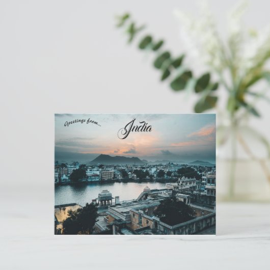 Sunset at Udaipur India Briefkaart (Staand voorkant)