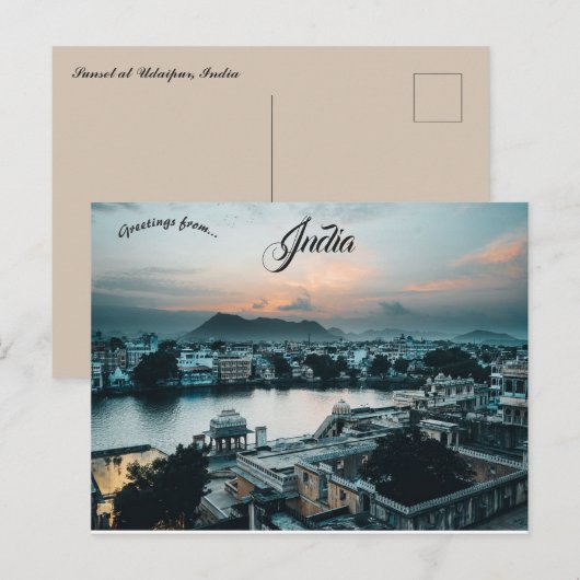 Sunset at Udaipur India Briefkaart (Voorkant / Achterkant)