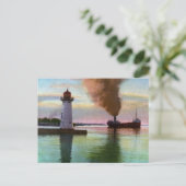 Sunset at Upper Light, Sault Ste. Marie MI 1909 Briefkaart (Staand voorkant)