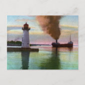 Sunset at Upper Light, Sault Ste. Marie MI 1909 Briefkaart (Voorkant)