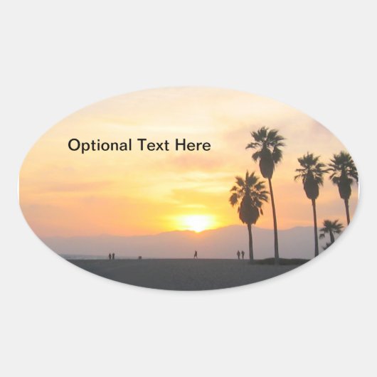 Sunset at Venice Beach California Ovale Sticker (Voorkant)