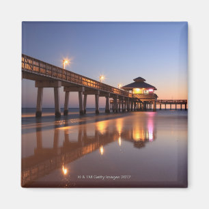 Sunset at Vissen Pier, Fort Myers Beach, Magneet