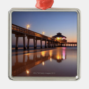 Sunset at Vissen Pier, Fort Myers Beach, Metalen Ornament