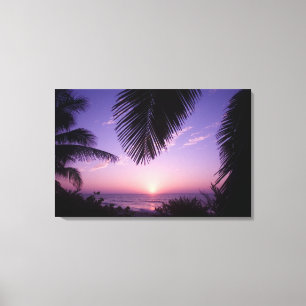Sunset at West End, Cayman Brac, Cayman Islands, Canvas Afdruk