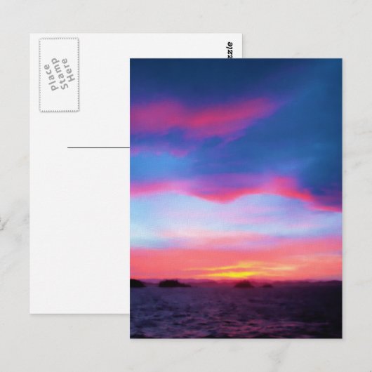 Sunset at Zee Briefkaart (Voorkant / Achterkant)