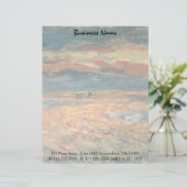 Sunset at Zee by Pierre Renoir,  Kunst Custom Briefhoofd (Staand voorkant)