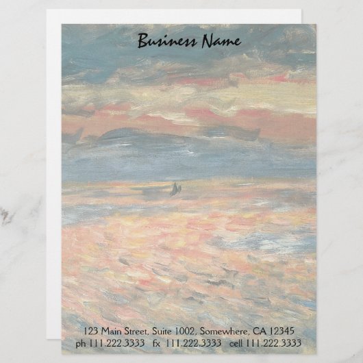 Sunset at Zee by Pierre Renoir,  Kunst Custom Briefhoofd (Voorkant / Achterkant)