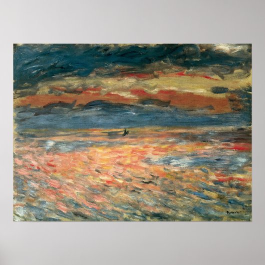 Sunset at Zee by Pierre Renoir, Kunst Poster (Voorkant)