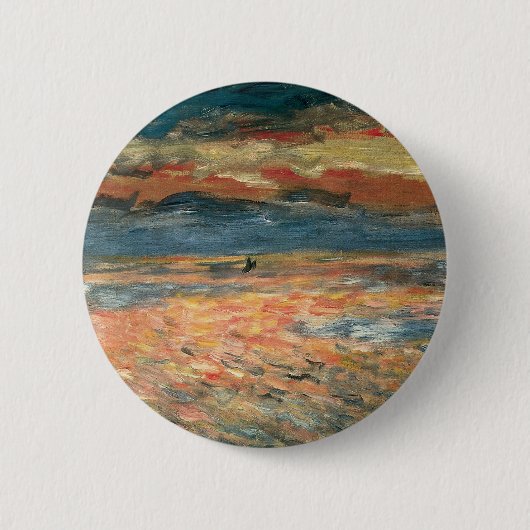 Sunset at Zee by Pierre Renoir,  Kunst Ronde Button 5,7 Cm (Voorkant)