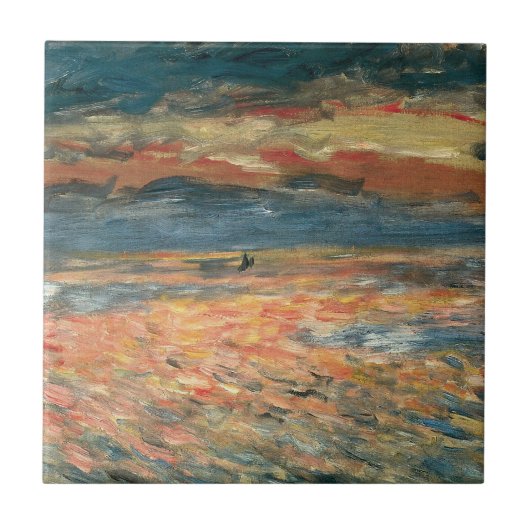 Sunset at Zee by Pierre Renoir,  Kunst Tegeltje (Voorkant)
