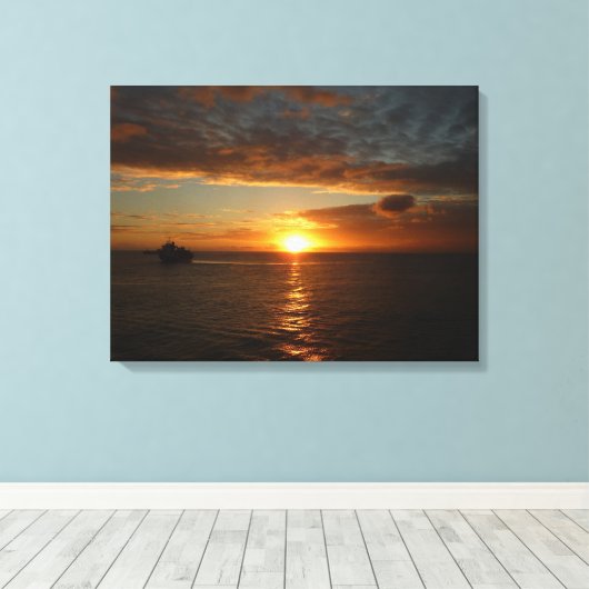Sunset at Zee II Tropical Seascape Canvas Afdruk (Insitu (Houten vloer))