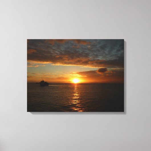 Sunset at Zee II Tropical Seascape Canvas Afdruk (Voorkant)