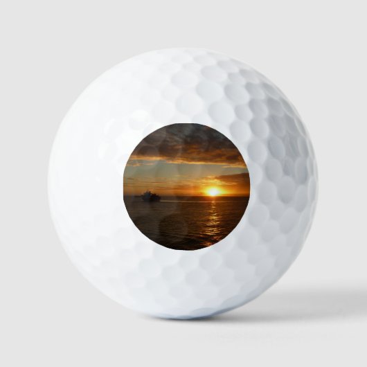 Sunset at Zee II Tropical Seascape Golfballen (Voorkant)