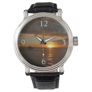 Sunset at Zee II Tropical Seascape Horloge