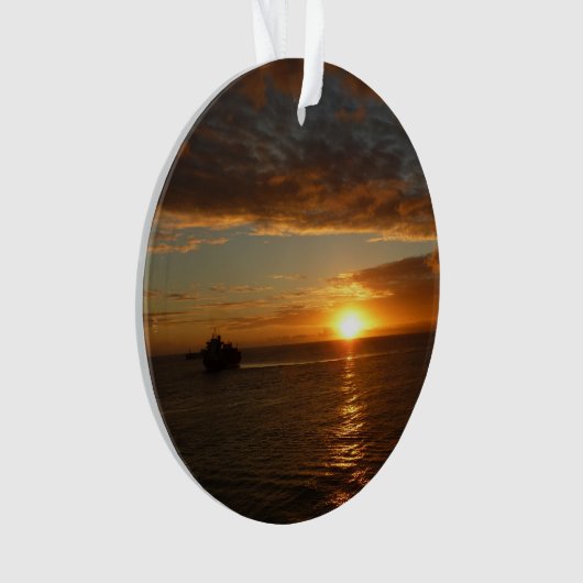 Sunset at Zee II Tropical Seascape Ornament (voorkant)