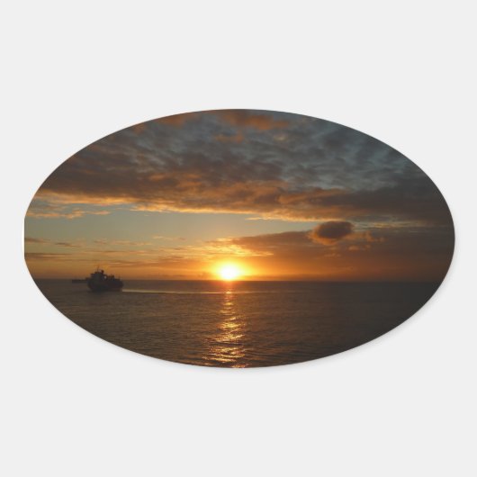 Sunset at Zee II Tropical Seascape Ovale Sticker (Voorkant)