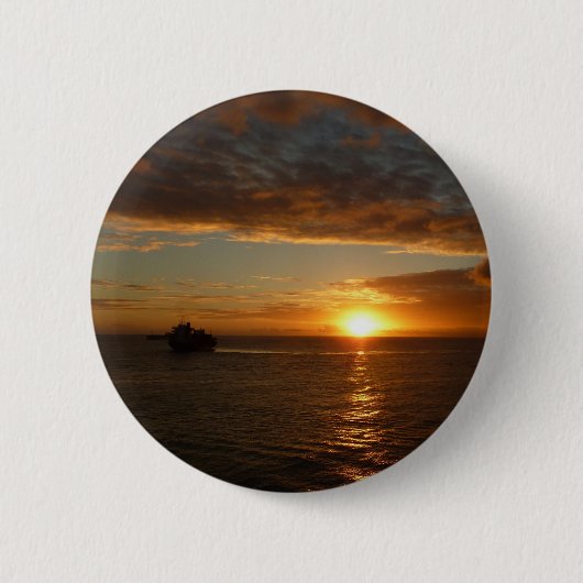 Sunset at Zee II Tropical Seascape Ronde Button 5,7 Cm (Voorkant)