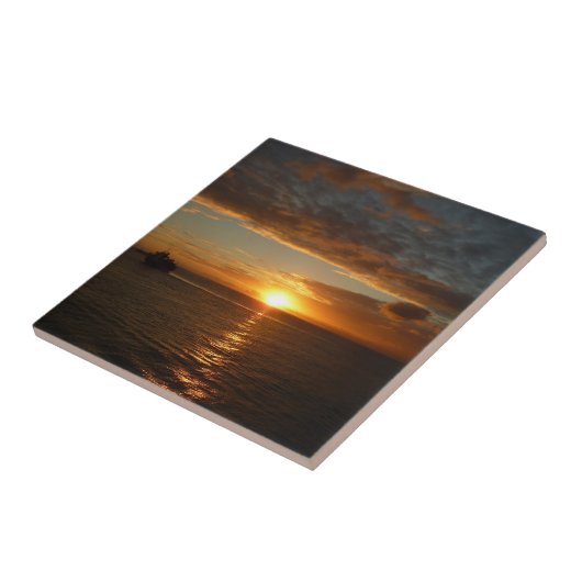 Sunset at Zee II Tropical Seascape Tegeltje (Zijkant)