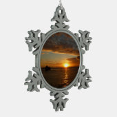 Sunset at Zee II Tropical Seascape Tin Sneeuwvlok Ornament (Links)