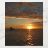 Sunset at Zee II Tropical Seascape Wijn Etiket (Enkel label)