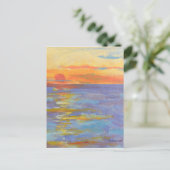 Sunset at Zee Post Cards, Ocean Sundown, Fine Art Briefkaart (Staand voorkant)