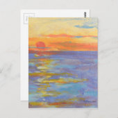 Sunset at Zee Post Cards, Ocean Sundown, Fine Art Briefkaart (Voorkant / Achterkant)