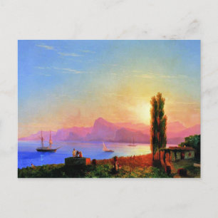 Sunset at Zee, prima art van Ivan Aivazovsky Briefkaart
