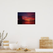 Sunset at zee with dark clouds poster (Keuken)