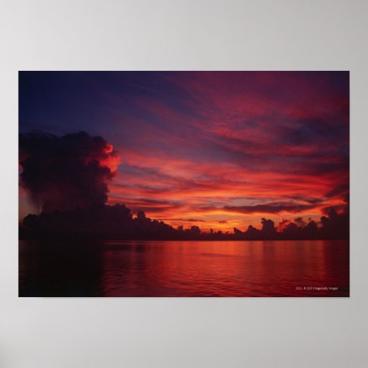 Sunset at zee with dark clouds poster (Voorkant)