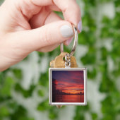 Sunset at zee with dark clouds sleutelhanger (Hand)