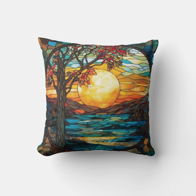 Sunset Autumn Scene Throw Pillow Kussen (Voorkant)