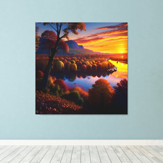 Sunset Autumn Splendor Uitzicht Landscape 2 Canvas Afdruk (Insitu (Houten vloer))