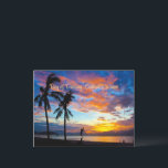 Sunset, Baai van Danang, Centraal-Vietnam, Briefkaart<br><div class="desc">Zonsondergang aan de Baai van Danang,  Midden-Vietnam,  prachtig schilderachtig landschap met palmbomen.</div>