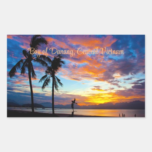 Sunset, Baai van Danang, Centraal-Vietnam, Rechthoekige Sticker (Voorkant)