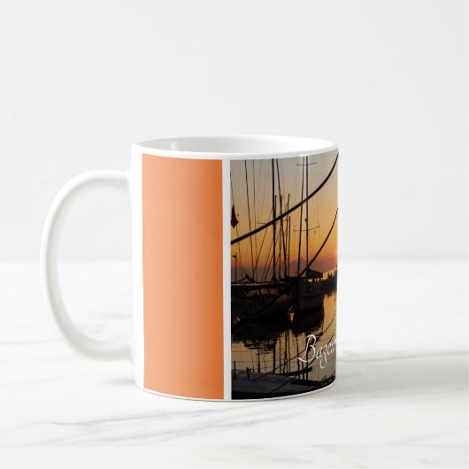 Sunset Bagenkop Harbour, Langeland, Denemarken Koffiemok (Links)