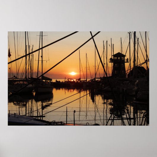 Sunset Bagenkop Harbour, Langeland, Denemarken Poster (Voorkant)