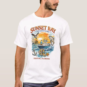 Sunset Bay Outfitters Destin Florida Kustontwerp T-shirt