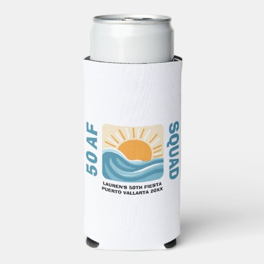 Sunset Beach 50 AF Crew Leuke Verjaardag Seltzer Blikjeskoeler (Seltzer Voorkant)