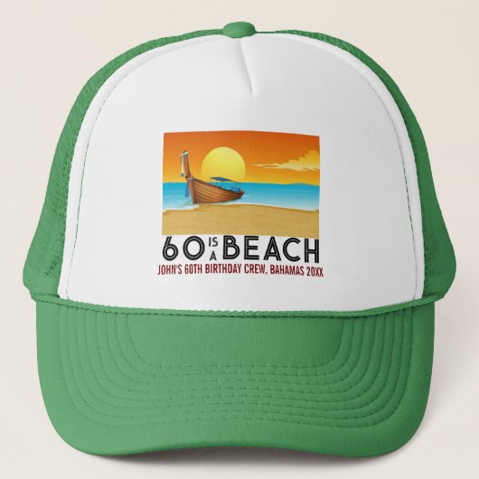 Sunset Beach 60e 70e verjaardag Crew Squad Trucker Pet (Voorkant)