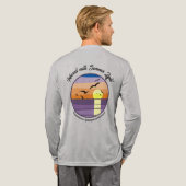 Sunset Beach · Aangepaste tekst voor en achter Tri-Blend Shirt (Achterkant)
