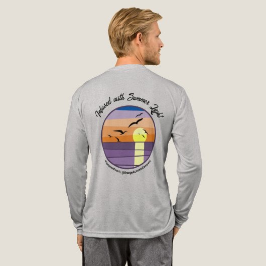 Sunset Beach · Aangepaste tekst voor en achter Tri-Blend Shirt (Achterkant)