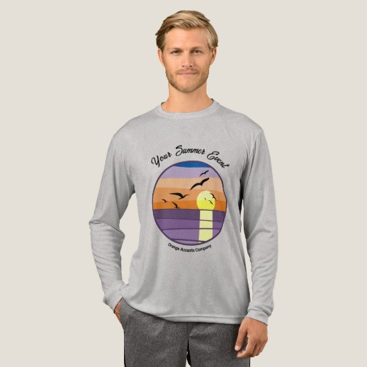 Sunset Beach · Aangepaste tekst voor en achter Tri-Blend Shirt (Voorkant)