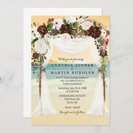 Sunset Beach Arbor bruiloft uitnodiging (Voorkant / Achterkant)