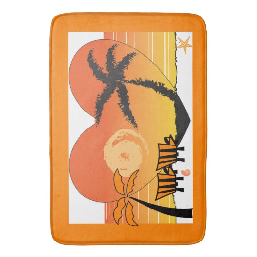 Sunset Beach Bath Mat Oranje (Voorkant Verticaal)