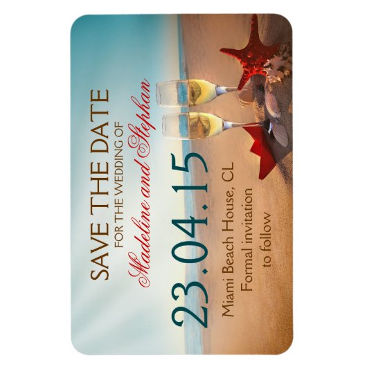 Sunset Beach Bewaar de datum magneten (Verticaal)