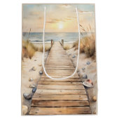 Sunset Beach Boardwalk Waterverf Medium Cadeauzakje (Achterkant)